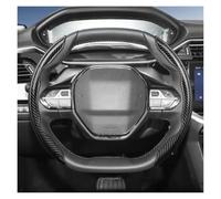 Steering Wheel Protector Cover For Peugeot 208 E-208 2008 E-2008 3008 E-3008 Carbon Fiber Texture Steering Wheel Cover With Segmented Quick-Release Design Durable(Black Oval 2Pc)