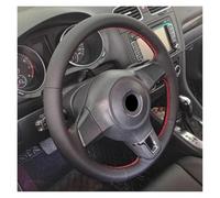 Steering Wheel Protector Cover For VW For Golf 6 Mk6 For Polo For Sagitar For Bora For Santana For Jetta Hand Sewing Steering Wheel Cover Micro Fiber Leather(Red Thread)