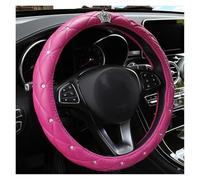 Steering Wheel Protector Crystal For Crown Coverd Women Luxury Diamond PU Leather Car Steering Wheel Cover Cute Diameter 38cm Black Pink Interior Accessories(Pink)