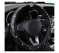 Steering Wheel Protector Crystal For Crown Coverd Women Luxury Diamond PU Leather Car Steering Wheel Cover Cute Diameter 38cm Black Pink Interior Accessories(Black)