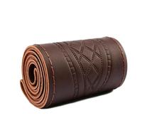 Steering Wheel Protector DIY Cover Anti-Slip Embossing Leather Car Accessories Universal Braid Case Diameter 37/38cm Universal Model Car Steering Wheel Cover(Dark Brown)