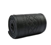 Steering Wheel Protector DIY Cover Anti-Slip Embossing Leather Car Accessories Universal Braid Case Diameter 37/38cm Universal Model Car Steering Wheel Cover(Black black thread)