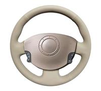 Steering Wheel Protector For Megane 2 2003 2004 2005 2006 2007 2008 For Kangoo 2008 For Scenic 2 2003-2009 Beige Artificial Leather Hand-stitched Car Steering Wheel Cover(Gray thread)