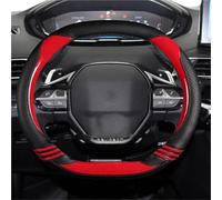 Steering Wheel Protector For Peugeot 2008 2019 2020 2022 For E2008 2020 Cute Car Steering Wheel Cover PU Leather Girls Auto Accessories Interior Car Wheel Cover(Red)