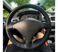 Steering Wheel Protector For Peugeot 307 CC 407 SW 2004 2005 2006 2007 2008 2009 Hand Sewing Steering Wheel Cover Protection Trim Soft Perforated Leather Cover(Light Blue Thread)