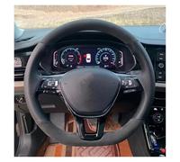 Steering Wheel Protector For VW For Golf 7 Mk7 For Polo For Jetta For Passat B8 Hand-stitched Black Leather Suede Steering Wheel Cover Automotive Wheel Cover(Dark grey thread)