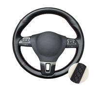 Steering Wheel Protector Perforated Leather Hand Sewing Car Steering Wheel Cover Trim For VW For Golf 2009 For Passat For B5 For Polo For Seat For Leon 1999-2015 Car Steering Wheel Cover(Black)