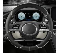 Steering Wheel Protector PU Leather Car Steering Wheel Cover For Hyundai For Tucson 2021 2022 For NX4 For Elantra 2020 For Sonata 10th 2020-2022 Accessories Car Wheel Cover(O shape White)