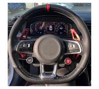 Steering Wheel Protector Steering Wheel Cover Carbon Fiber Genuine Leather For VW For Golf R MK7 For Golf 7 GTI For Polo GTI For Scirocco 2015 2016 Interior Accessories(Red thread)