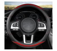 Steering Wheel Protectors Car Steering Wheel Cover Anti-slip Carbon Fibre Leather 38cm For Subaru For Forester For Legacy XV For BRZ For WRX(Red)