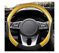 Steering Wheel Protectors Carbon Fiber+Leather Car Steering Wheel Cover 38cm 15" For Kia For Seltos For Soul For Rio 3 4 5 K3 K5 KX5 2022(GOLD O)