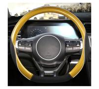Steering Wheel Protectors Carbon Fiber+Leather Car Steering Wheel Cover 38cm 15" For Kia For Seltos For Soul For Rio 3 4 5 K3 K5 KX5 2022(GOLD D)