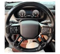 Steering Wheel Protectors DIY Car Steering Wheel Cover Braid Genuine Leather Carbon Fibre Ventilation For Rover For Defender 90 110 130 Wheel Cover(Grey Thread)