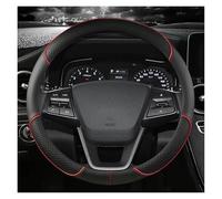 Steering Wheel Protectors Microfiber Leather Car Steering Wheel Cover Anti-slip for Hyundai i30 for Kona i10 i35 for Elantra for Santa Fe(RED O)