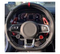 Steering Wheel Protectors Steering Wheel Cover Carbon Fiber Genuine Leather For VW For Golf R For MK7 For Golf 7 For GTI For Polo(Black thread)