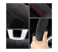 Steering Wheel Protectors Universal Suede Car Steering Wheel Cover DIY Hand-sewn Soft Leather Braided Steering Wheel Cover(Red)