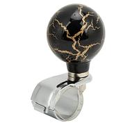 Steering Wheel Spinner Knob Power Turning Aid Ball Thunder Style for Cars Trucks Tractors and Boats Made of Resin Metal and Rubber with 3cm Fixing Ring (Negra)