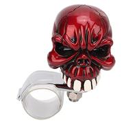 Steering Wheel Spinner Knob Skull Shape Universal Power Handle for Cars Trucks Tractors Boats Resin Material 3cm Fixing Ring (Red)