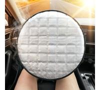 Steering Wheel Sun Shade Thickened Aluminum Film Reflective Heat Insulation Foldable Protector Fits Cars SUV Truck Van, Silvery