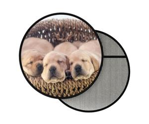 Steering Wheel SunShade, Labradors Little Puppies Golden Retriever | 17.7 Inch Foldable Sun Shade Cover for Car Steering Wheel, Heat Thermal Insulation Cooling Protector for Cars SUV Truck Van
