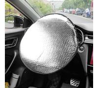 Steering Wheel Sunshade suitable for Lincoln Navigator 2018-2025, Car Wheel Cover Heat Shield UV Rays Reflector Foldable Windscreen Protector Silver Foil