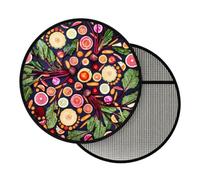 Steering Wheel SunShade, Vegan Live Fruits Vegetables Print | 17.7 Inch Foldable Sun Shade Cover for Car Steering Wheel, Heat Thermal Insulation Cooling Protector for Cars SUV Truck Van