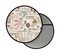 Steering Wheel SunShade, Vintage Espresso Machine Cupcakes Beans Printing | 17.7 Inch Foldable Sun Shade Cover for Car Steering Wheel, Heat Thermal Insulation Cooling Protector for Cars SUV Truck Van