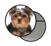 Steering Wheel SunShade, Yorkshire Terrier Lies On White | 17.7 Inch Foldable Sun Shade Cover for Car Steering Wheel, Heat Thermal Insulation Cooling Protector for Cars SUV Truck Van