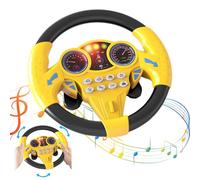 Steering Wheel Toy, 8x7.7x2.4" 360° Rotating Kids Steering Wheel with Sound & Lights, Abs Plastic Simulated Steering Wheel with Suction Cup Driving Toy,Yellow