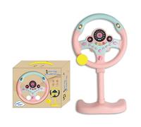 Steering Wheel Toy Kids Simulated Driving Controller Portable Electric Early Education Simulation Steering Wheel Toy with Lights Music Funny Interactive Driving Wheel with Music (pink)
