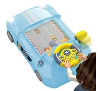Steering Wheel Toy, Musical Steering Wheel Toddler Driving Racing Car Game with Sound, Interactive Racing Car Simulator Toy Gifts for Kids Boys Girls Age 3 4 5 6 Year Olds (Blue-Rechargeable)
