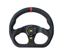 Steering Wheel Universal D-Shape Steering Wheel Modified Racing 13Inch 320mm Leather Flat Drift Car Rally Sport Simulated Game(Red)