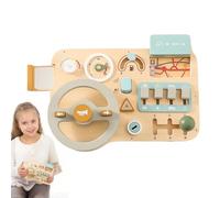 Steering Wheel - Wooden Driving Toys, Busy Activity Board, Early Development Tool, Motor Skill Function, Top Performance Educational Category, Kids Girls Boys Size, Beige