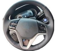 Steering Wheel Wrap For Hyundai For Tucson 2015 2016 Black Microfiber Leather Hand-stitched Customize Car Steering Wheel Covers Steering Wheel Cover(Blue Thread)