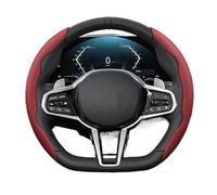Steering Wheels Cover For Bmw E46 F20 E87 E39 E91 G20 F31 E93 For X3 E83 E61 For M2 F30 For X5 E90 Breathable Hole Leather Steering Wheel Cover Segmented(Red D-Shaped 2Piece)