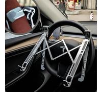 STEERTOP Car Laptop Mount Steering Wheel Tray Holder, Height Adjustable Car Desk for Laptop Computer Tablet, Foldable Portable Lap Laptop Stand for Car Vehicle Workstation Accessories Truck SUV Tesla