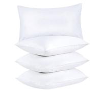 Steexu Bed Pillow 4 Pack - Extra Firm Premium Quality Hollow Fiber Filling - Hotel Quality Bounce Back Side Sleeper Pillows - AntiAllergic Neck and Shoulder Pain Relief Supportive in Travell