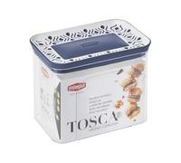 Stefanplast Blue Rectangular Airtight Jar Line Tosca, Palace, for Food, White, 1.2 lt, 10x15,5x12h cm, Resin, 1.2