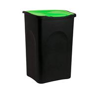Stefanplast Eco Bin with Green Cover, Black, 37 x 37 x 56 cm