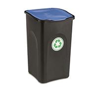 Stefanplast Eco Green Bin with Blue Cover, Black, 37 x 37 x 56 cm