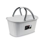 Stefanplast Elegance Laundry Basket with Handles, Polyurethane, White, cm 38 x 58 x 29.5 H
