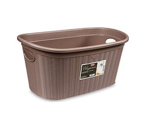 Stefanplast Elegance Plastic Laundry Basket, Taupe, 38 x 58 x 28 cm