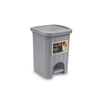 Stefanplast Elegance Rattan Trash Can 6L 21X21X28H, Gray