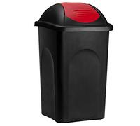 Stefanplast® Kitchen Bin, 60L with Red Swing Lid, Nappy Bin, Food Bin | Ideal for Home and Kitchen Waste, Compatible with Standard Bin Bags, Durable Rubbish Bin with Space-Saving Design