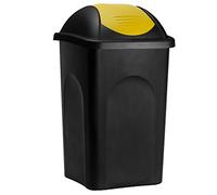 Stefanplast® Kitchen Bin, 60L with Yellow Swing Lid, Nappy Bin, Food Bin | Ideal for Home and Kitchen Waste, Compatible with Standard Bin Bags, Durable Rubbish Bin with Space-Saving Design