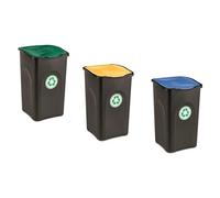 Stefanplast PF70693 ECOVerde Trash Can Set 3 Assorted Recycling Colors