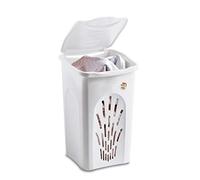 Stefanplast Primavera Line Perforated Laundry Hamper, White, 50 Litre