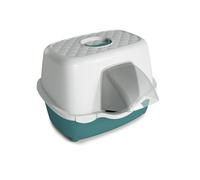 Stefanplast Tres Chic Outdoor Hooded Cat Litter Tray - WhiteGreen