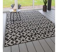 Steffensmeier Bergen Outdoor Patio Rug - Durable, Weather-Resistant, UV-Protected | Perfect for Porches and Backyards, Diamond Black, Size: 80x150 cm (2'7"x5')