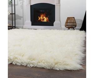 Steffensmeier Flokati Shaggy Rug Flokati 1500 | Wool, Natural, Size: 90x160 cm (3'x5'3") Original From Greece, Living Room and Bedroom Rug